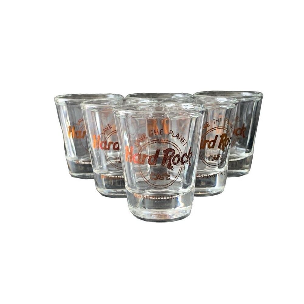 Vintage Hard Rock Washington Save The Planet Shot Glass Shotglass Set Lot of 6